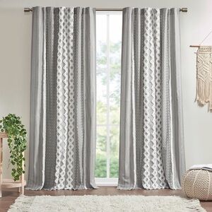Chic Striped Gray and White Curtains